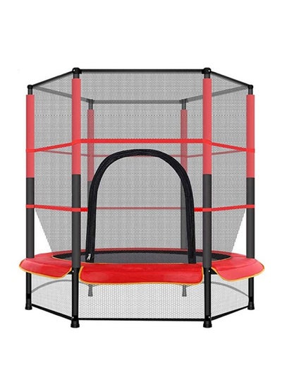 اشتري 5.5 Feet Indoor And Outdoor Kids Trampoline With Enclosure - Red 140x140x160سم في السعودية