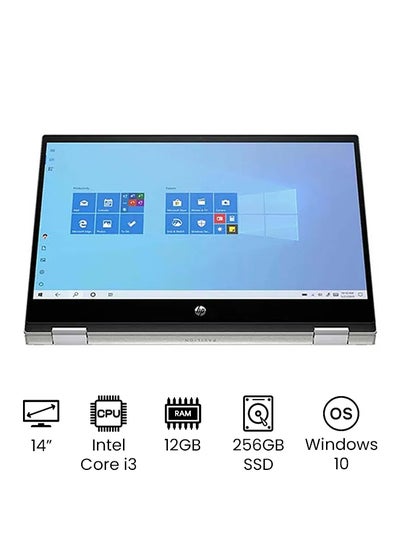 Buy 14m-dw1013 Pavilion Convertible 2 In 1 Laptop With 14-Inch Touchscreen Display, Core i3 1110G4 Processer/12GB RAM/256GB SSD/Intel Iris Plus Graphics/ /International Version English/Arabic Silver in UAE