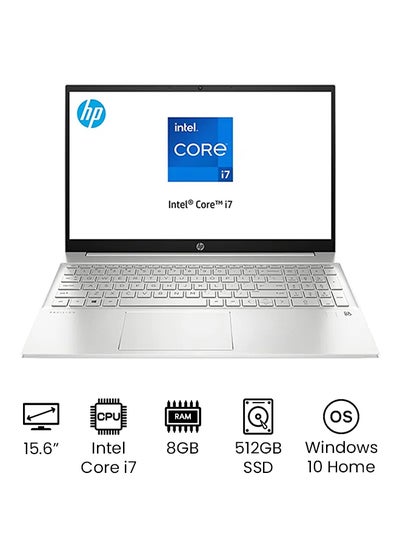 Buy Pavilion Laptop 15-eg0028ne With 15.6-Inch FHD Display, Core i7 Processer/8GB RAM/512GB SSD/Intel Iris XE Graphics /International Version English/Arabic Silver in UAE