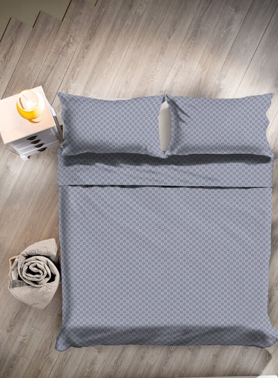 Buy Duvet Cover Set With Pillow Cover 50X75 Cm, Comforter - For King Size Mattress - 100% Cotton Percale - 144 Thread Count - Cotton Grey 260x220cm in Saudi Arabia