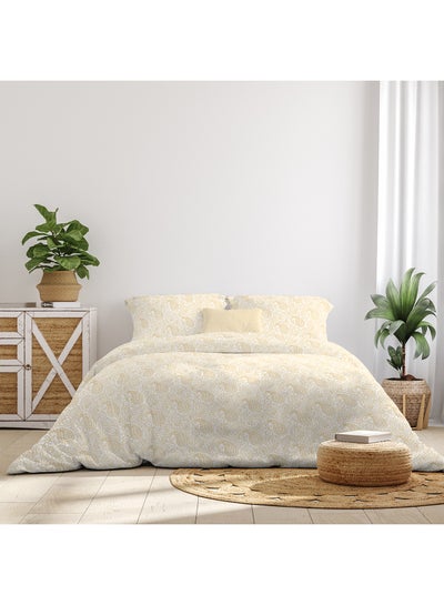 اشتري Comforter Set With Pillow Cover 50X75 Cm, Comforter 260X240 Cm - For King/Super King Size Mattress - 100% Cotton Percale - Sleep Well Lightweight And Warm Bed Linen Cotton Yellow في السعودية