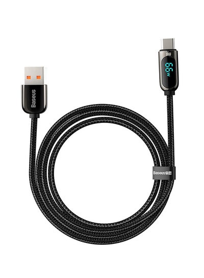 اشتري USB To Type-C 66W Digital Display Fast Charger Data Cable Support Huawei and Xiaomi 6A Fast Charging and other USB-C Devices (2m) - Black في الامارات