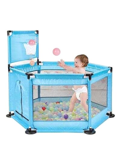 Buy Baby Safety Fence Playpen With 30 Ocean Ball Basketball Hoops in UAE