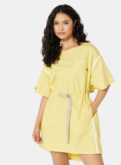 اشتري فستان بتصميم مزموم بقصة مريحة أصفر في الامارات