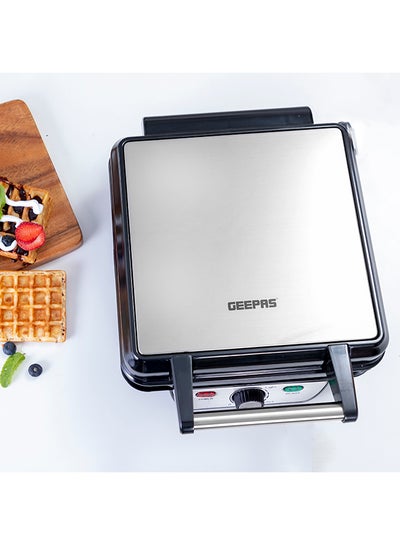 Buy Electric Waffle Maker -  4 Slice Non-Stick Electric Belgian Waffle Maker with Adjustable Temperature Control - Pre-heating, Cool Touch Body - Handle - Automatic Safety Protection 1100.0 W GWM5417 Silver/Black in UAE