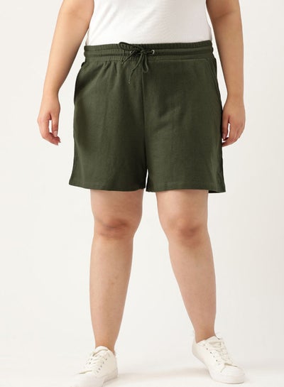 Buy Mid Rise Casual Shorts Olive in Saudi Arabia