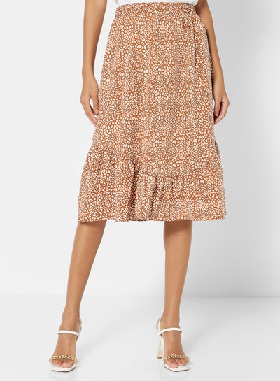 Buy Leopard Print Skirt Brown in Saudi Arabia