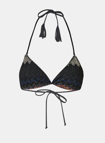 Buy All Over Print Bikini Top Black in UAE