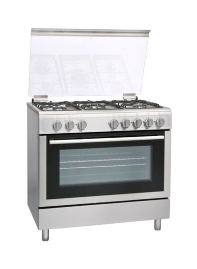 Buy 5 Burner Gas Cooker,Oven And Grill With Rotisserie,Cast Iron Pan Support,Full Safety,1 year Warranty FGC9060-3D Black/Silver in UAE