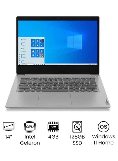 Buy IdeaPad 3 81WH007AAX Laptop With 14-Inch Display, Celeron Processer/4GB RAM/128GB SSD/Intel UHD Graphics /International Version English Grey in UAE