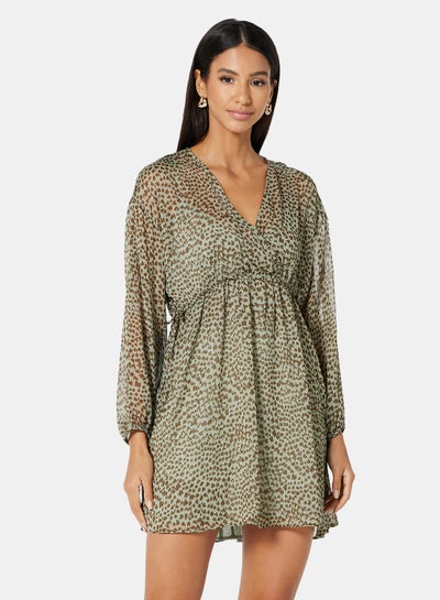 Buy Leopard Print Mini Dress Grey/Brown in Saudi Arabia