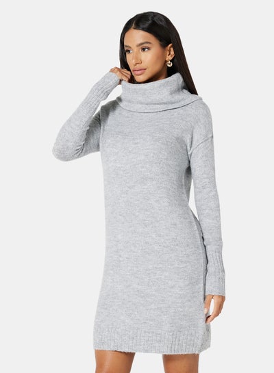 Buy Cowl Neck Dress Grey in Saudi Arabia