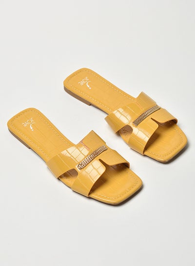 Buy Broad Strap Flat Sandals Mustard in Saudi Arabia