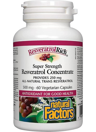 Buy ResveratrolRich-Super Strength Resveratrol Concentrate 500mg, 60 caps in UAE