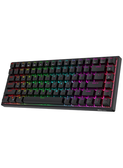 اشتري لوحة المفاتيح RK84 للألعاب ميكانيكية ثلاثية الأوضاع وقابلة للتبديل السريع بإضاءة RGB وأزرار حمراء في الامارات