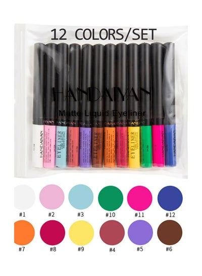 Buy 12-Piece Color Matte Liquid Eyeliner Set Multicolour in UAE