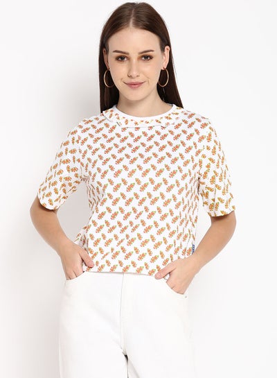 Buy Women's Slim Fit Top White AOP in UAE