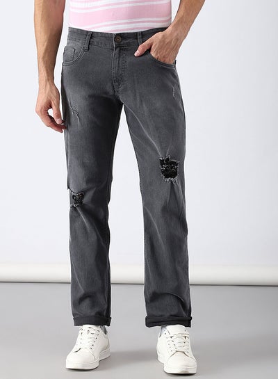 Buy Slim Fit Jeans Grey in Saudi Arabia