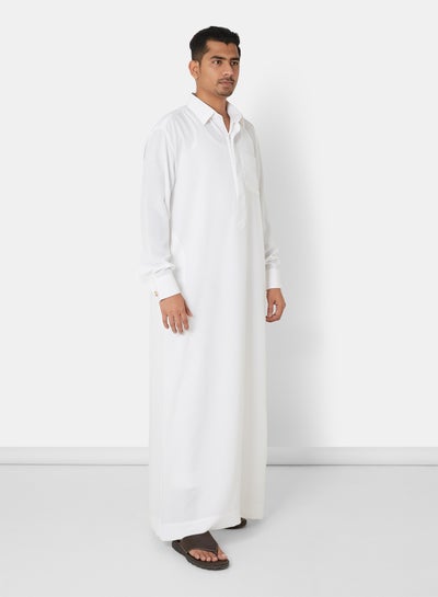 اشتري Premium Chest Pocket Saudi Kandora Off-White في السعودية