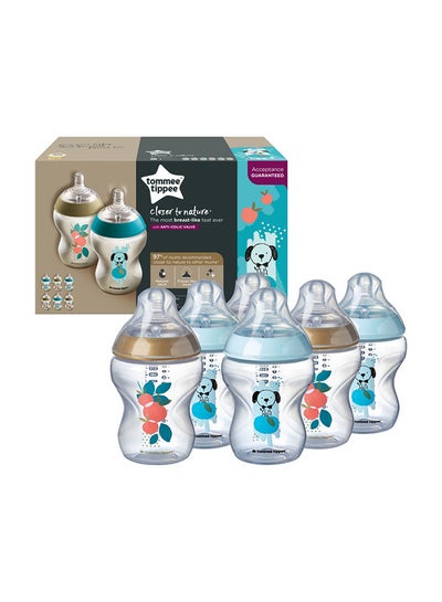 Buy Pack Of 2 Closer To Nature Baby Bottle, Slow Flow Teat With Anti-Colic Valve 0m+, 260ml, Blue in UAE