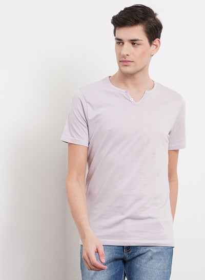 Buy Casual Henley Neck T-Shirt Light Grey in Egypt