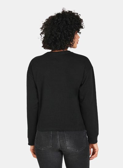 Buy Nothing To Prove Print Crop Sweatshirt Black in Saudi Arabia