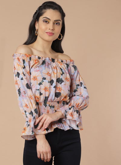 Buy Floral Printed Top light blue multicolor in Saudi Arabia