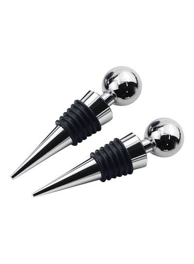 Buy 2 Piece Bottle Stoppers - Made Of Stainless Steel - Stopper - Silicone - Bottle Stopper - Bar Set Tools - Black/Silver Black/Silver in Saudi Arabia