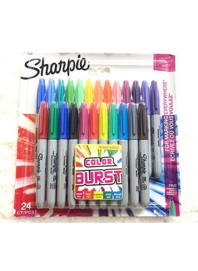 Buy Pack Of 24 Burst Highlighter Permanent Marker Set Multicolour in UAE