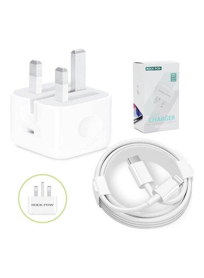 Buy 20W Type C PD Fast Charger with 1m Type C Lightning Cable Wall Power Compatible with iPhone 12 Pro Max/SE 2020/11/XR/XS/X/8/7,iPad Air 4/Pro 2020,Samsung Galaxy S21 Ultra/S21 White in UAE