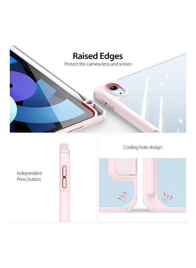 اشتري Protective Smart Cover Case for iPad Air 4 Case 10.9 Inch 2020 with Pencil Holder Transparent Back Shell وردي في الامارات