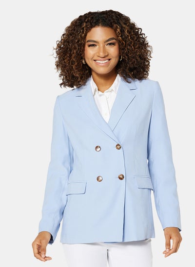 Buy Structured Double-Breasted Blazer Light Pasatel Blue in UAE