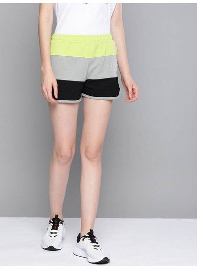 Buy Stylish Colourblock Casual Shorts Wild Lime/Wet Weather/Jet Black in Saudi Arabia