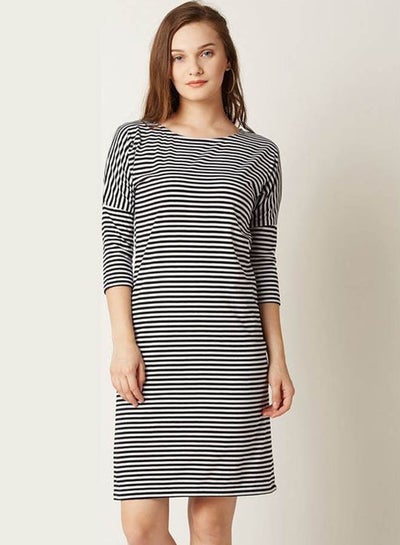 Buy Make It Real Striped Dress Black/White in Saudi Arabia