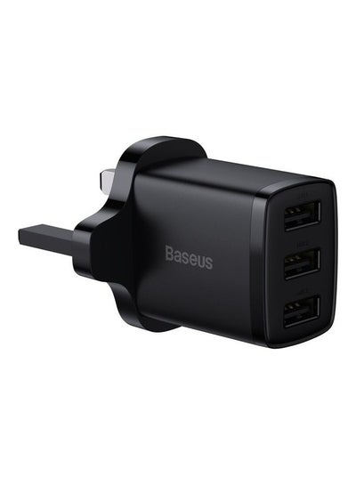 Buy USB Wall Charger, 3-Port 17W/3.4A USB Charger Plug Cube Portable UK Power Adapter Plug with Smart IC Technology for iPhone, iPad, Samsung Galaxy, Huawei and etc Black in Saudi Arabia