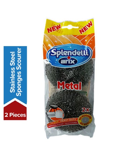 Buy Pieces Of 2 Stainless Steel Sponges Silver in Egypt