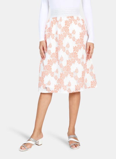 اشتري Casual Burnout Skirt وردي/ أبيض في السعودية