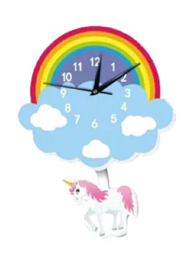 Buy Cartoon Lovely Home Decoration Accessories Wall Stickers 3D Rainbow Unicorn Wall Clock Background Decoration For Kids Rooms Home Decor Multicolour 28x37.9cm in UAE