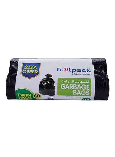 Buy Twin Pack 24-Piece Heavy Duty Garbage Roll 60 Gallon Black 95x120cm in UAE