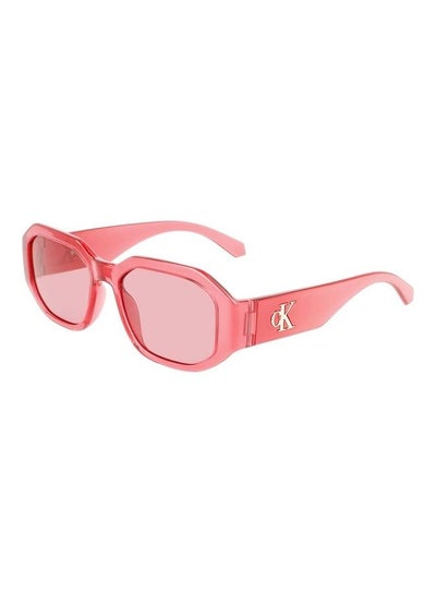 Buy Full Rim Injected Modified Rectangle Sunglasses CKJ22633S 5518 (600) Transparent Red in Saudi Arabia