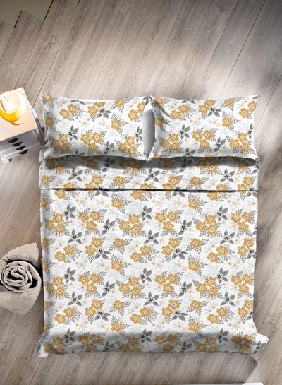 اشتري Duvet Cover Set- With 1 Duvet Cover 200X200 Cm And 2 Pillow Cover 50X75 Cm - For Queen Size Mattress - Lavida Gold 100% Cotton Percale 144 Thread Count Cotton Multicolour Queen none في الامارات