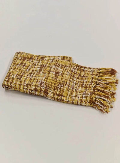 Buy Lightweight Summer Blanket Queen Size 340 GSM Woven Texture All Season Blanket Bed And Sofa Throw Yellow 150 x 200cm in Saudi Arabia