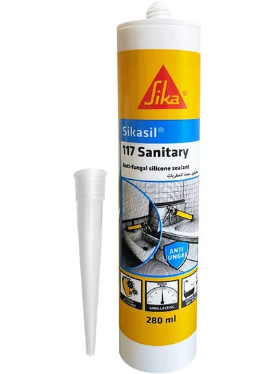 Buy Sikasil 117 Sanitary Anti-Fungal Silicone Sealant White 280ml in Saudi Arabia