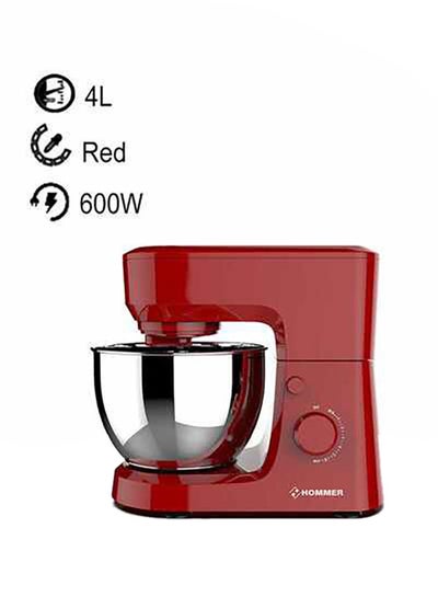 Buy Stand Mixer With Bowl/Whisk, Beater & Dough Hook 4.0 L 600.0 W HSA230-02 Red/Silver in Saudi Arabia