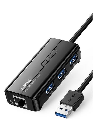Buy USB 3.0 Hub Ethernet Adapter Splitter Gigabit Network Converter RJ45 Lan Compatible with MacBook Air iMac Pro Surface Pro Chromebook Switch Console Black in UAE
