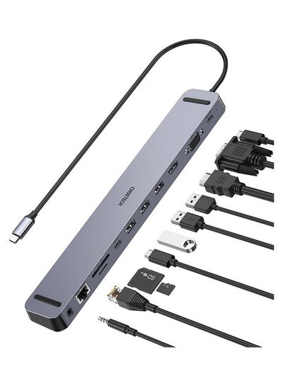 Buy 11 In 1 USB C Multiport Hub USB C to 100W PD/VGA/4K HDMI/3 x USB 3.0/USB C 3.0/SD TF Card/RJ45 Ethernet And 3.5mm Audio Ports For Multidevices Grey in Egypt