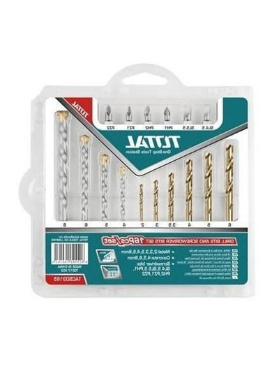 Buy 16 Pieces Drill Bits And Screwdriver Bits Set Teal/Gold/Silver in Egypt