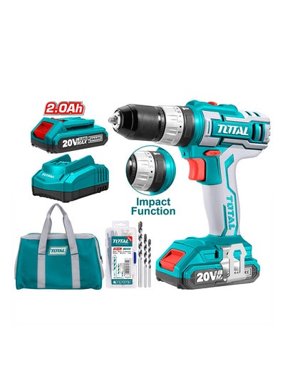 Buy Lithium-Ion Cordless Drill 20 Volts Including 2 Batteries And 1 Charger Multicolour in Egypt