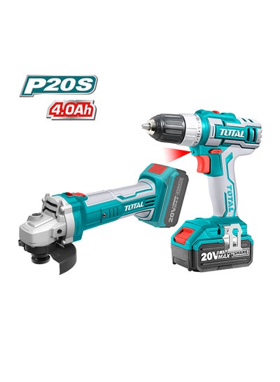 Buy Lithium-Ion Cordless Drill - Cordless Angle Grinder 20 Volts And Cordless Drill 20 Volts Teal / Grey in Saudi Arabia