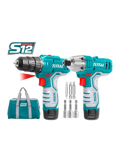 Buy Lithium-Ion Cordless 2-Pc. Combo Kit - 12 Volt Cordless Drill And 12 Volts Impact Driver Including 2 Batteries And Charger Teal / Grey in Egypt